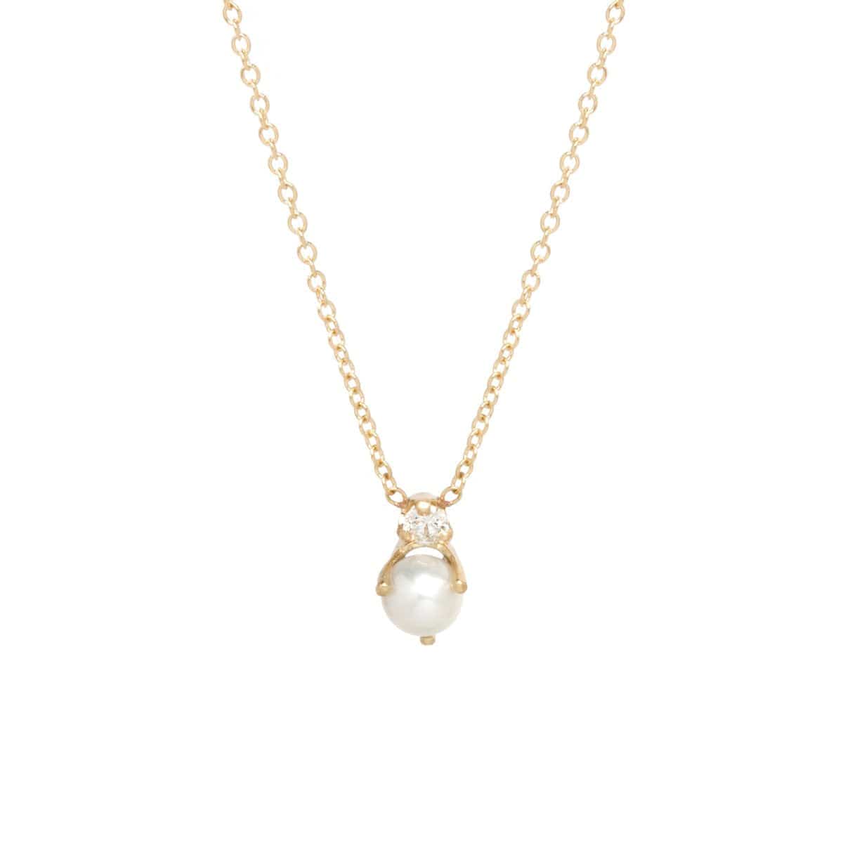 NKL-14K 14K Pearl & White Diamond Necklace
