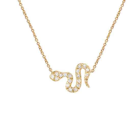 Tiny Snake Necklace Gold - Small Zircon Snake Charm Necklace – Love, Lily  and Chloe