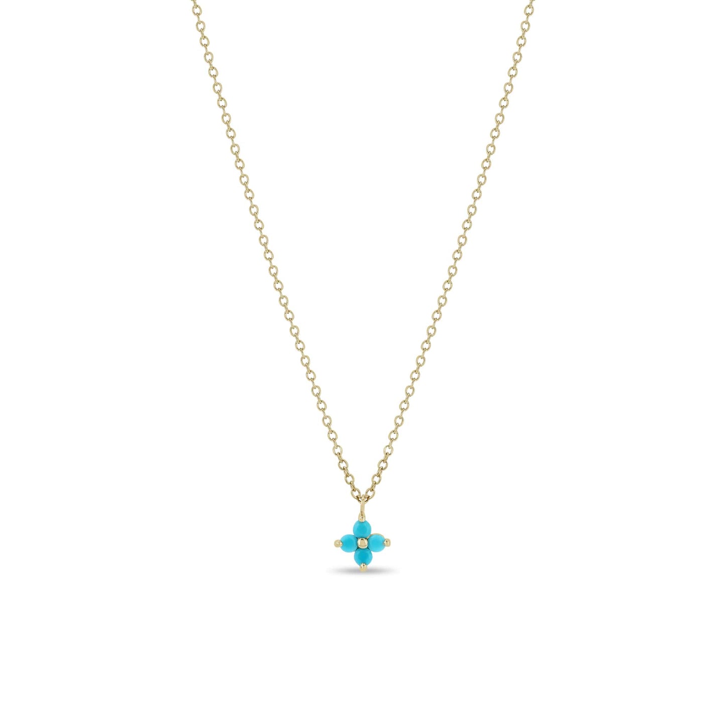 NKL-14K 14k Prong Turquoise Quad Necklace