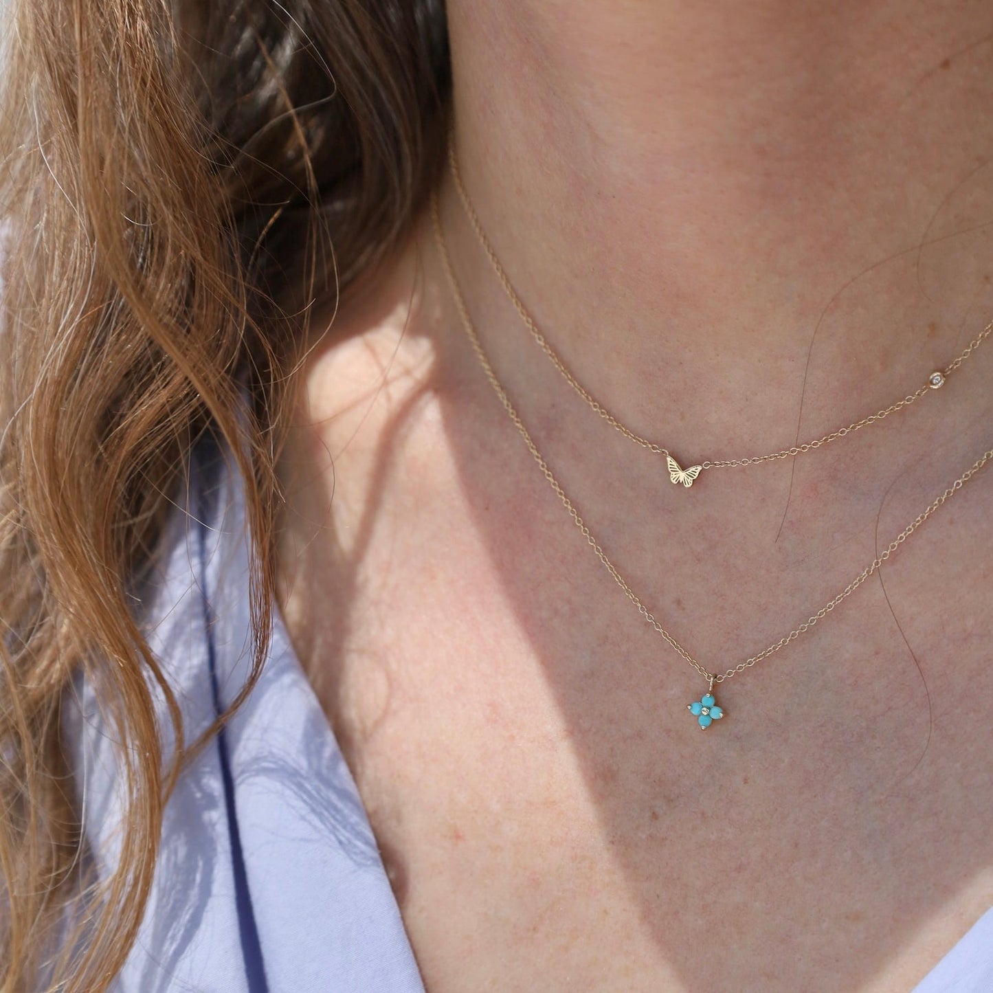 NKL-14K 14k Prong Turquoise Quad Necklace