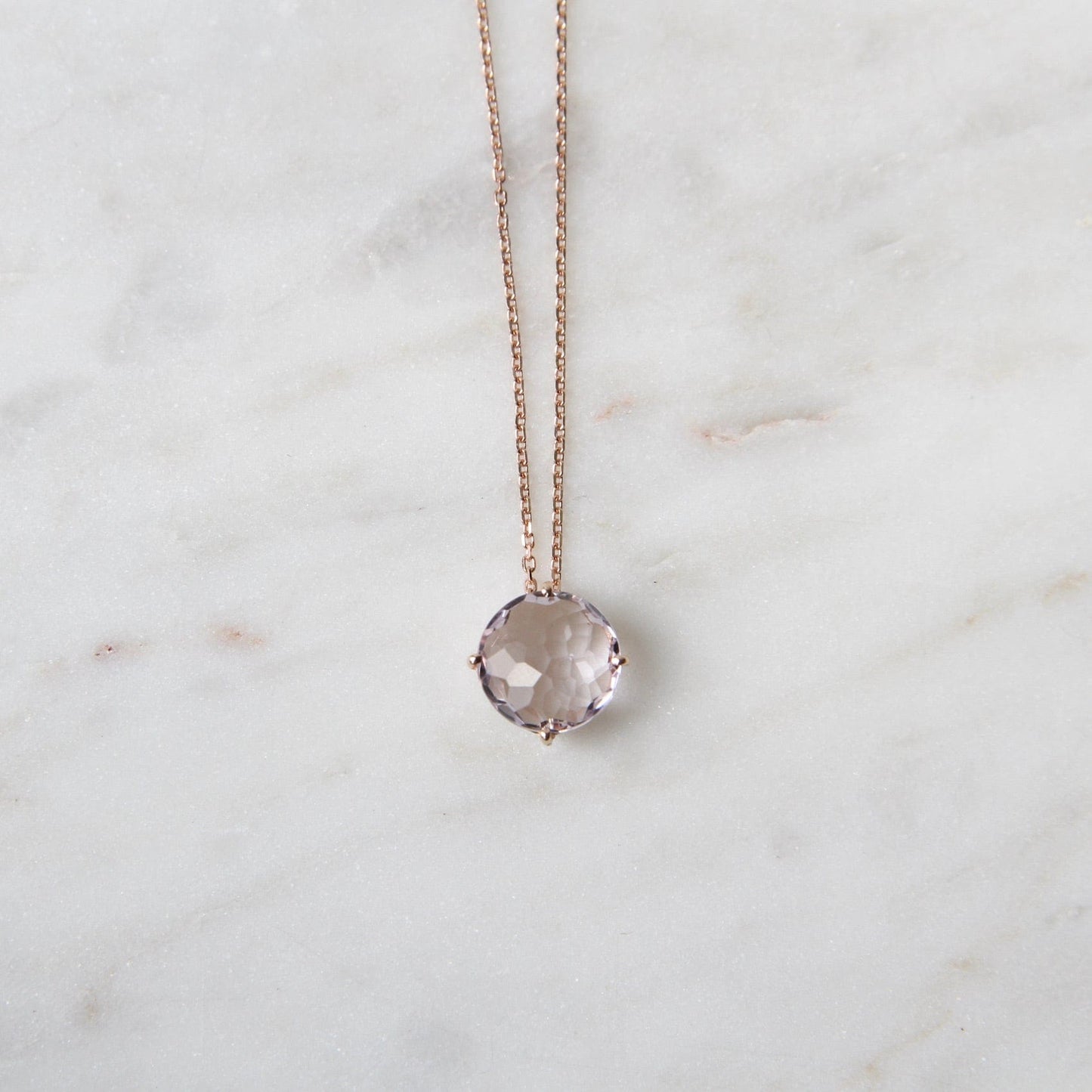 NKL-14K 14k Rose Gold 8mm Round Rose de France Necklace