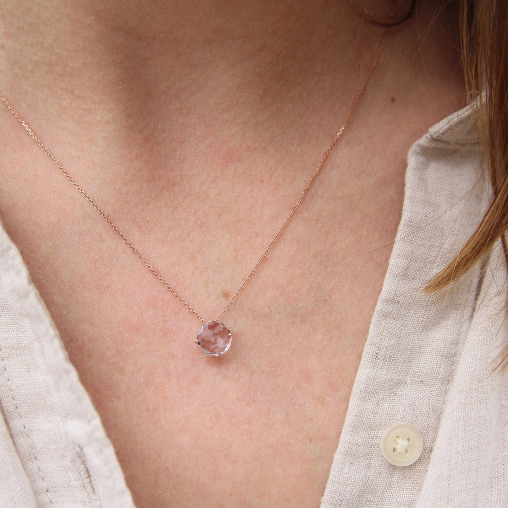 NKL-14K 14k Rose Gold 8mm Round Rose de France Necklace