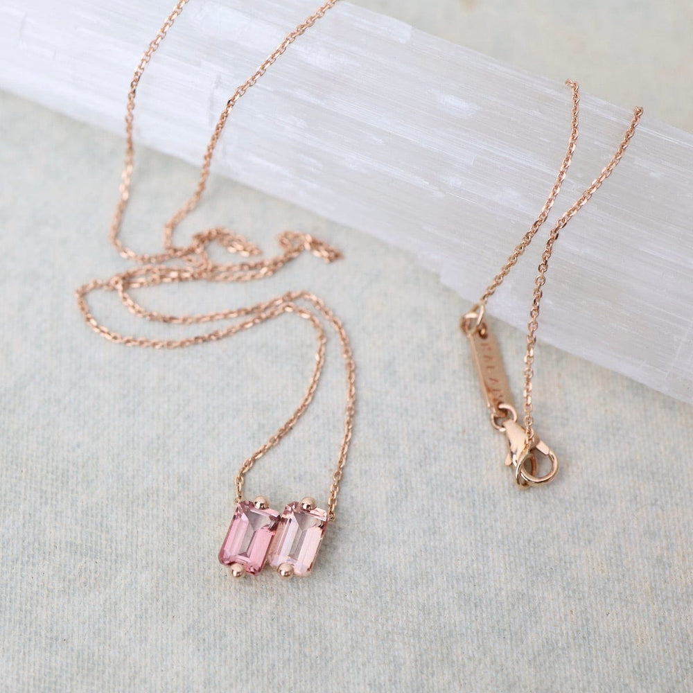 
                  
                    NKL-14K 14k Rose Gold Double Morganite Emerald Cut Necklac
                  
                