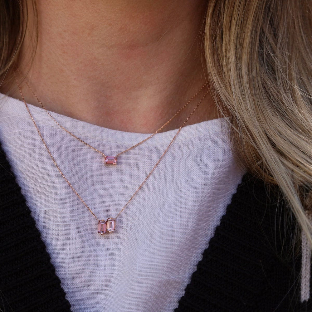 NKL-14K 14K Rose Gold Morganite Topaz Necklace