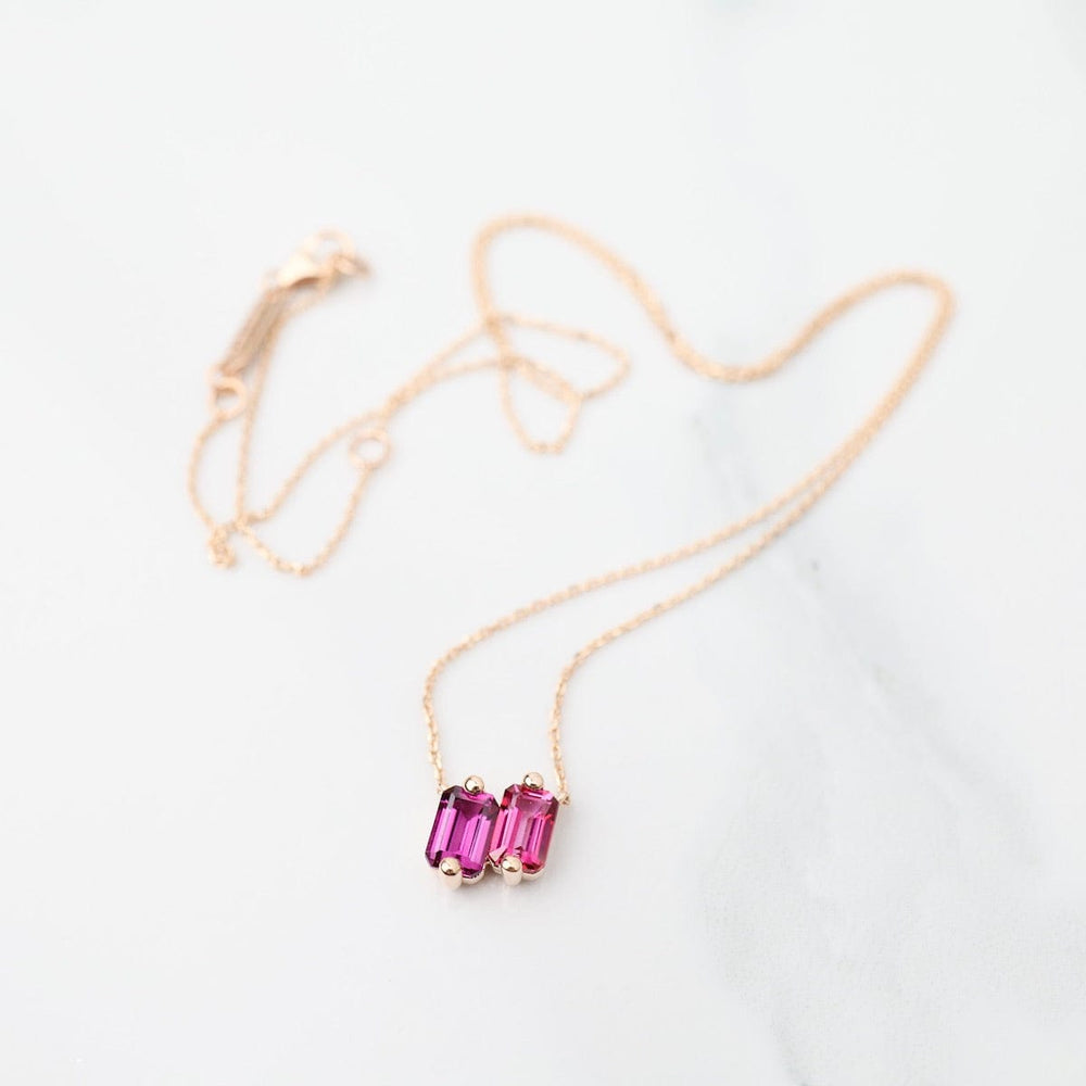 
                  
                    NKL-14K 14k Rose Gold Red Obre Baguette Necklace
                  
                