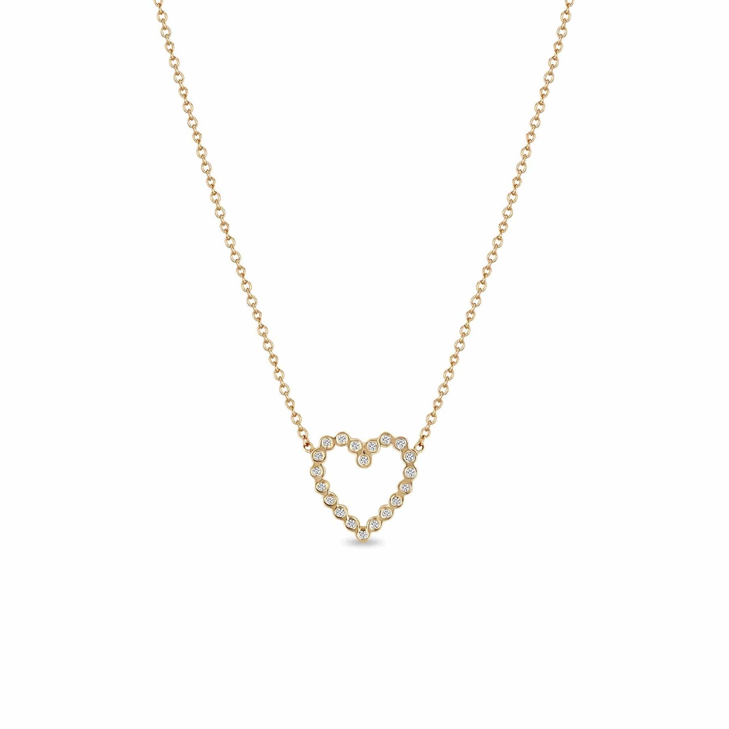 NKL-14K 14k Small Diamond Bezel Heart Necklace