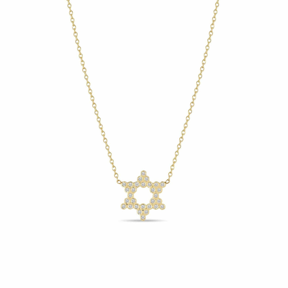 NKL-14K 14k Small Diamond Bezel Star of David Necklace