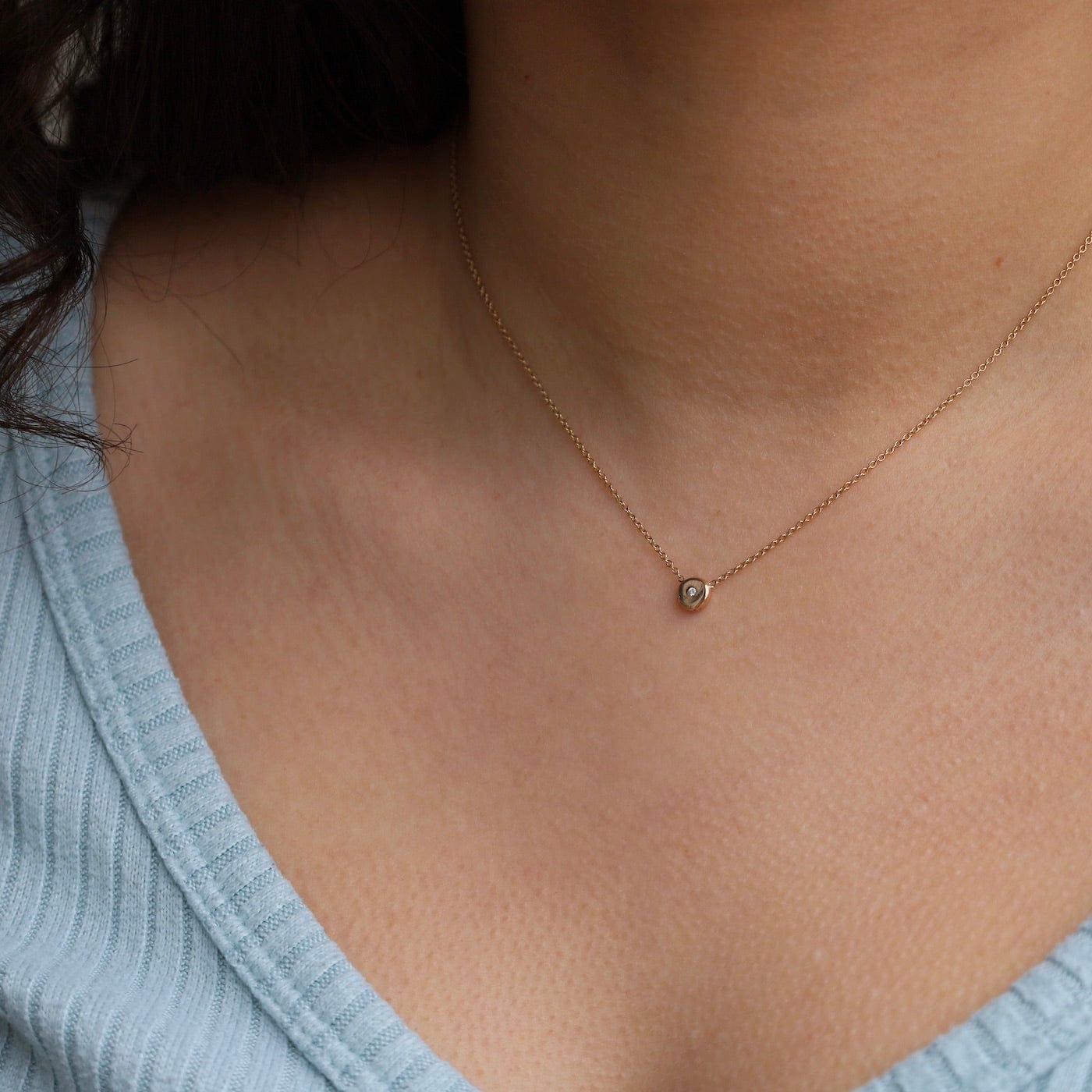 NKL-14K 14k Small Diamond Nugget Necklace