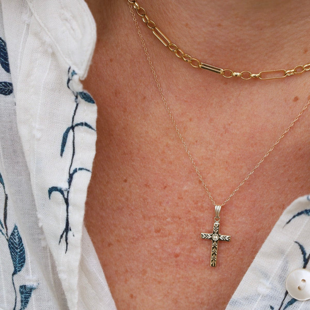 
                      
                        NKL-14K 14k Small Fancy English Cross Necklace
                      
                    