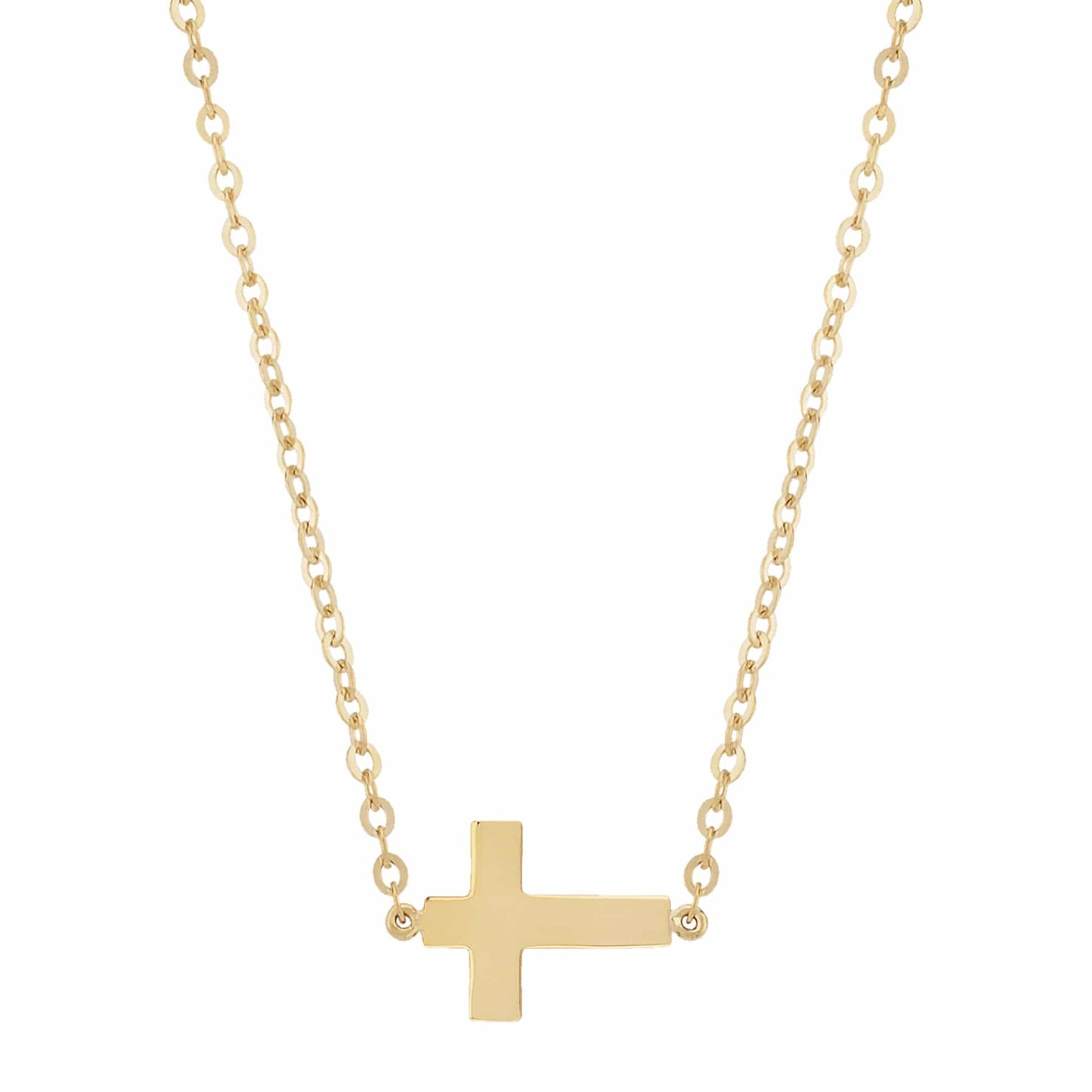 NKL-14K 14k Small Sideways Cross Necklace