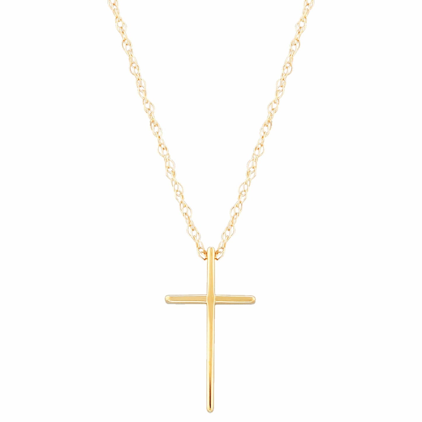 NKL-14K 14K Small Swedged Cross Necklace