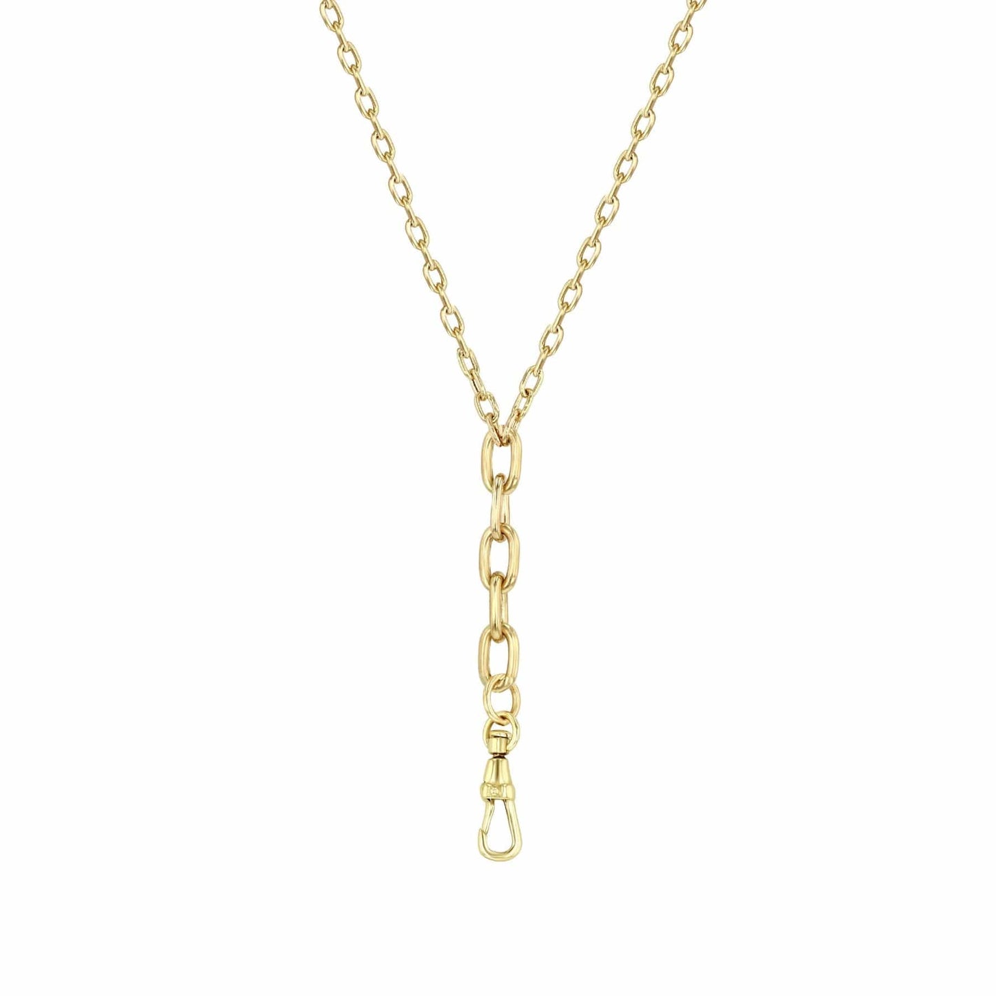 NKL-14K 14k Square Oval Link Chain Lariat Necklace with Fob Clasp