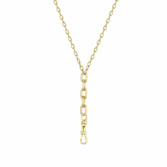 NKL-14K 14k Square Oval Link Chain Lariat Necklace with Fob Clasp