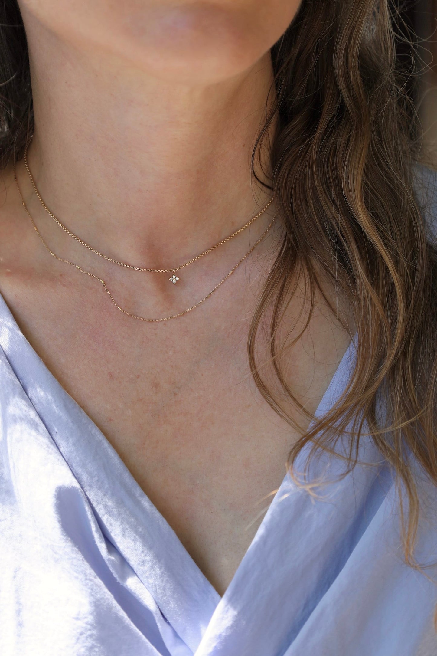 NKL-14K 14k Tiny Bar Cable Chain Necklace - 16"
