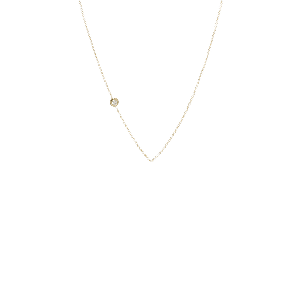 NKL-14K 14k Tiny Floating Diamond Chain Necklace