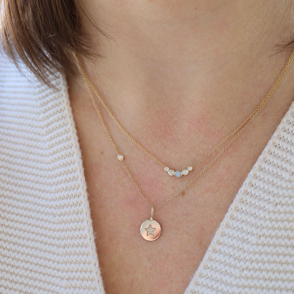 NKL-14K 14k Tiny Floating Diamond Chain Necklace