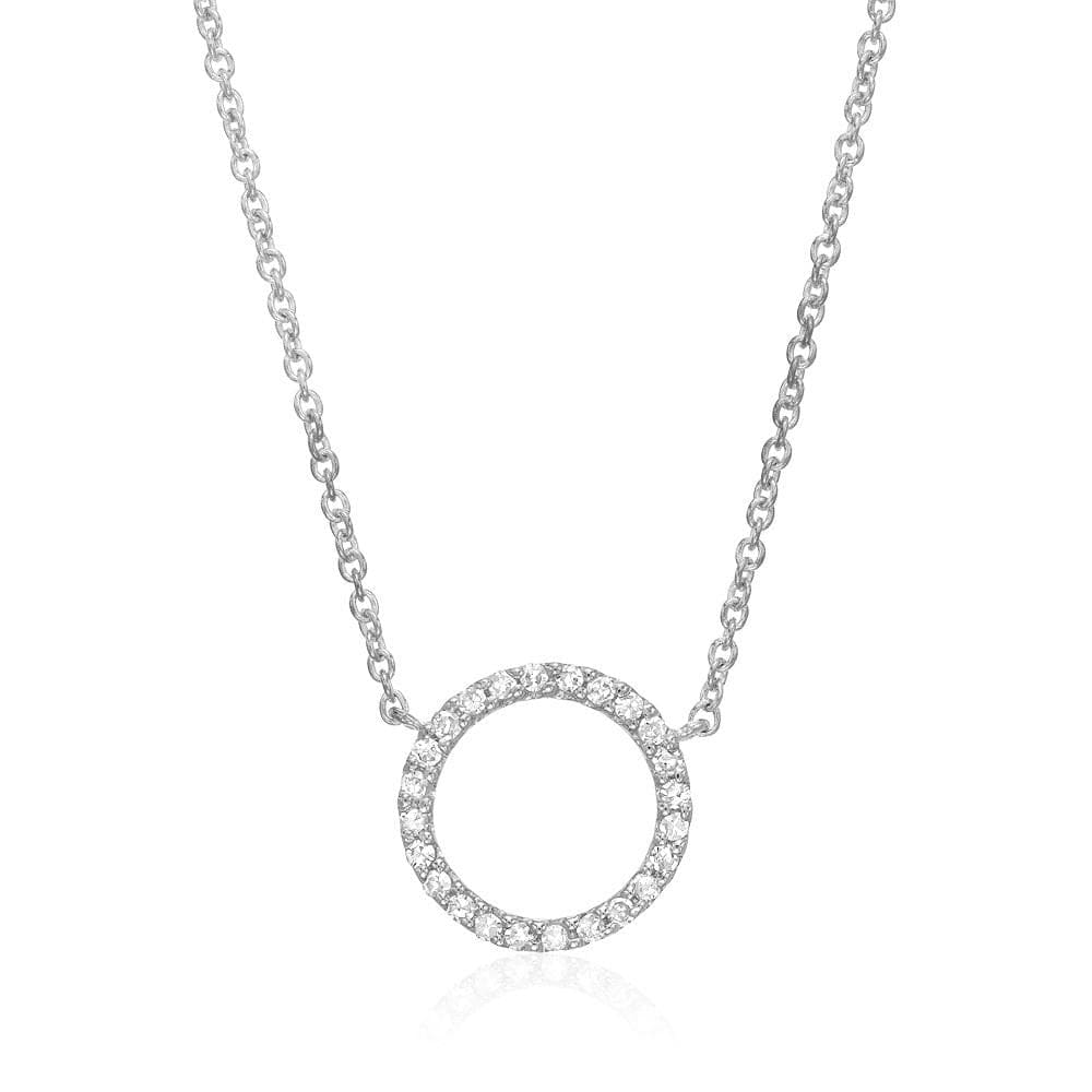 
                      
                        NKL-14K 14k White Gold Medium Open Pave Diamond Circle Necklace
                      
                    