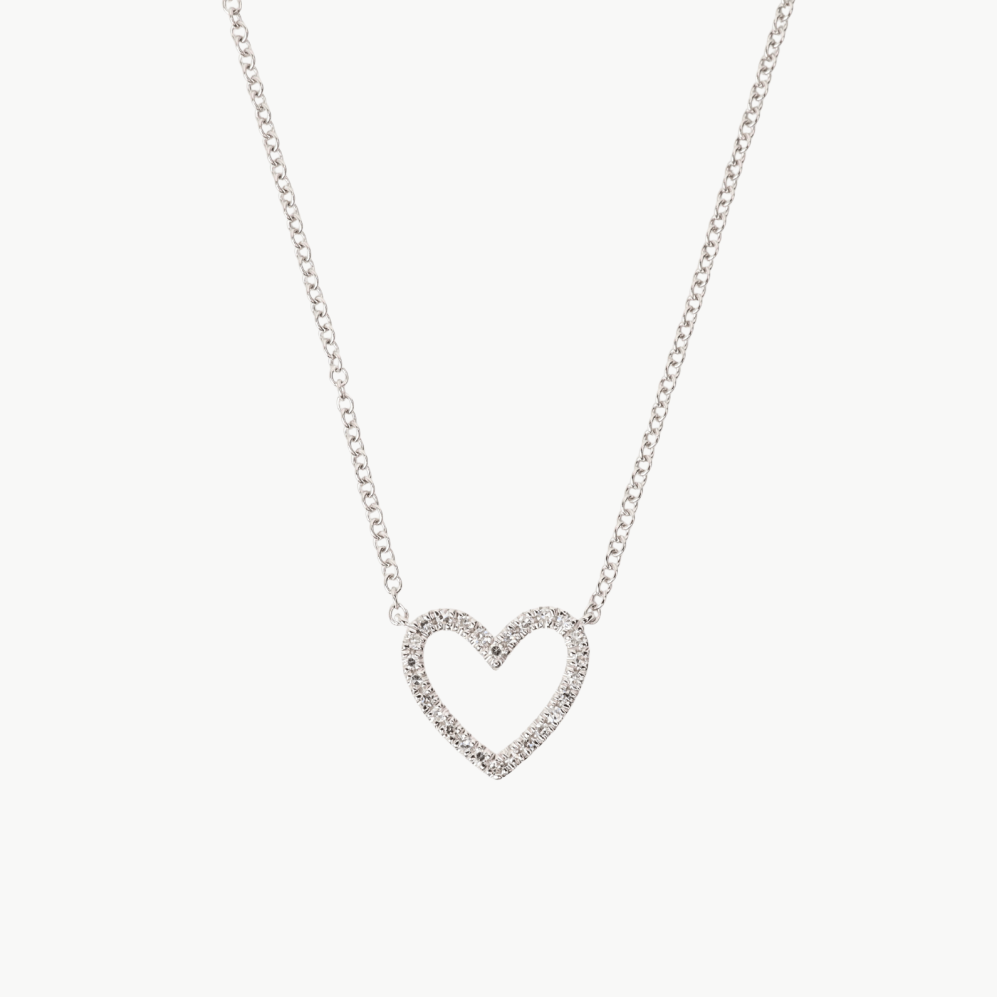 NKL-14K 14k White Gold Open Heart Diamond Necklace