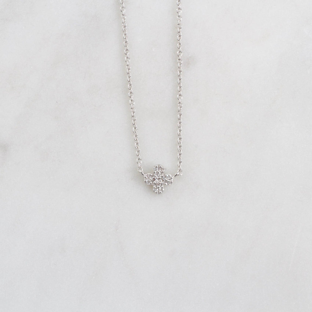 
                      
                        NKL-14K 14k White Gold Petite Clover Pavé Diamond Necklace
                      
                    