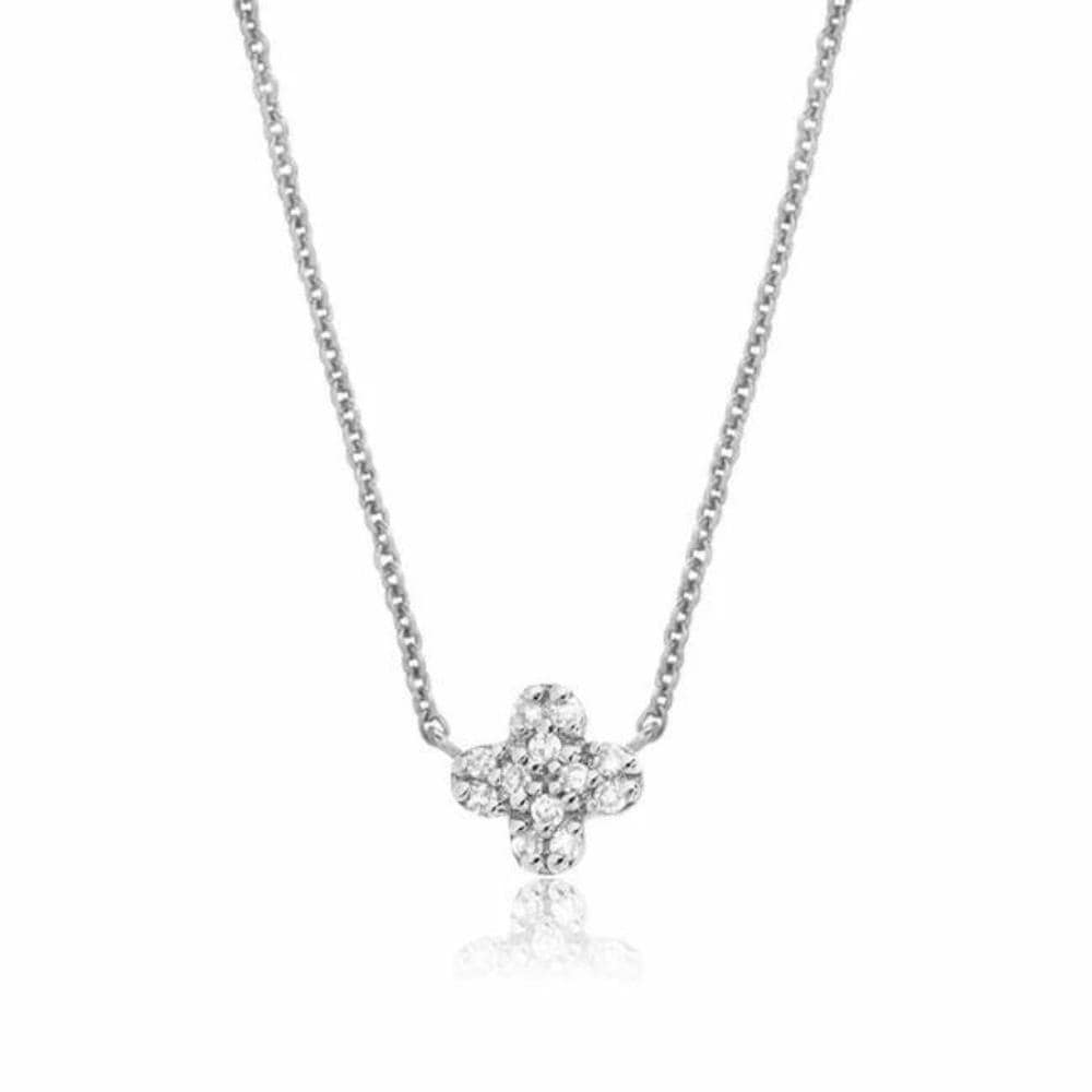 
                      
                        NKL-14K 14k White Gold Petite Clover Pavé Diamond Necklace
                      
                    