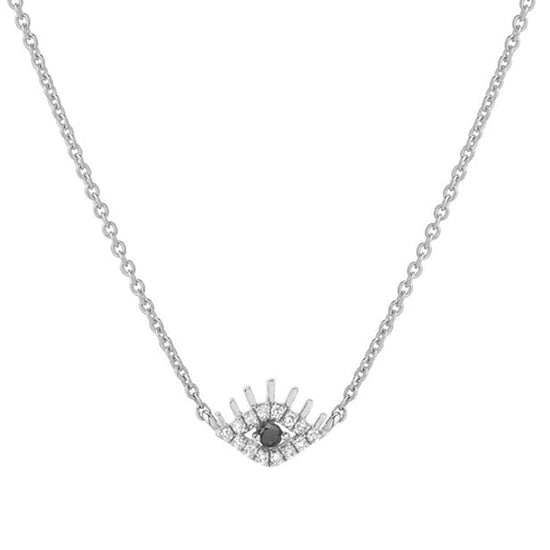 NKL-14K 14k White Gold Petite Eye With Lashes Necklace