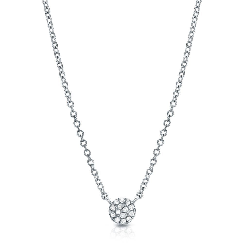 
                      
                        NKL-14K 14k White Gold Petite Pavé Diamond Circle Necklace
                      
                    