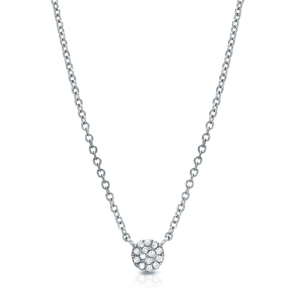 NKL-14K 14k White Gold Petite Pavé Diamond Circle Necklace