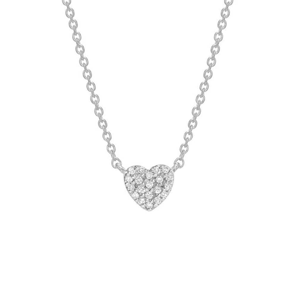 
                      
                        NKL-14K 14k White Gold Small Heart Pave Necklace
                      
                    