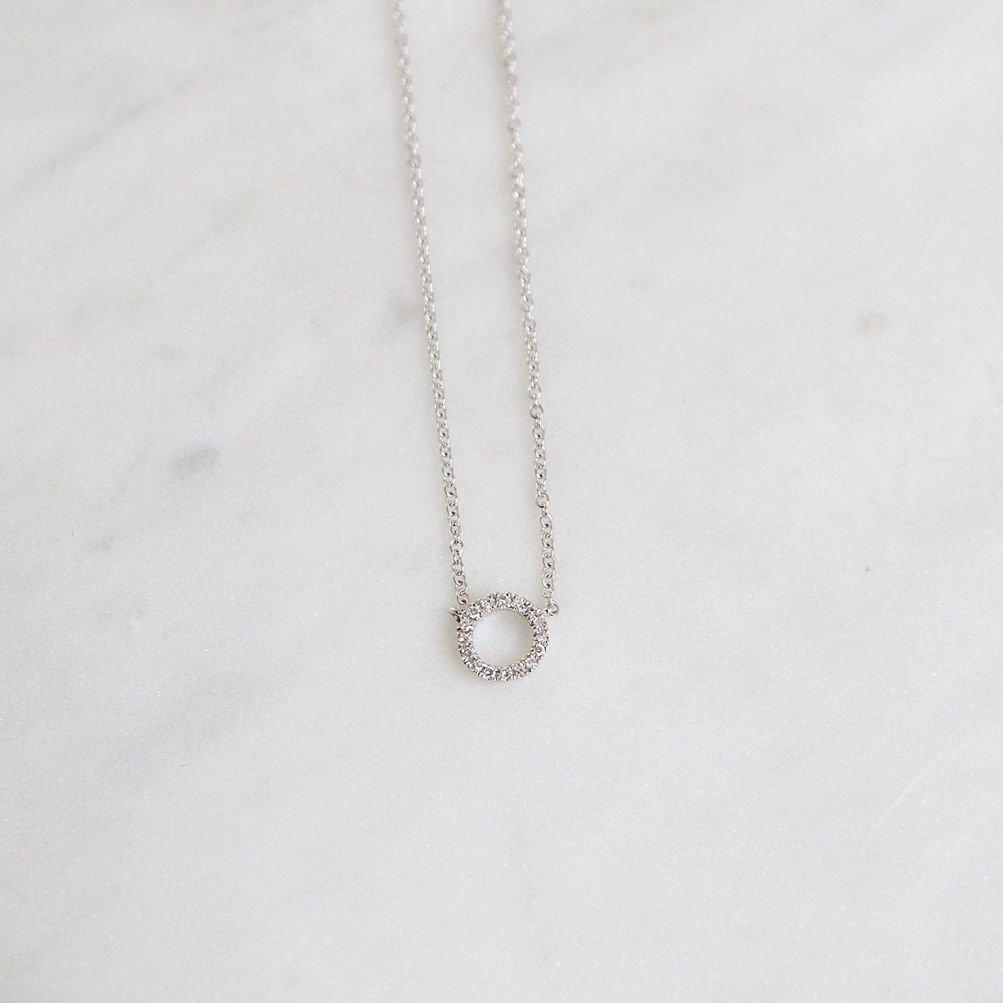 Load image into Gallery viewer, NKL-14K 14k White Gold Small Open Circle Necklace
