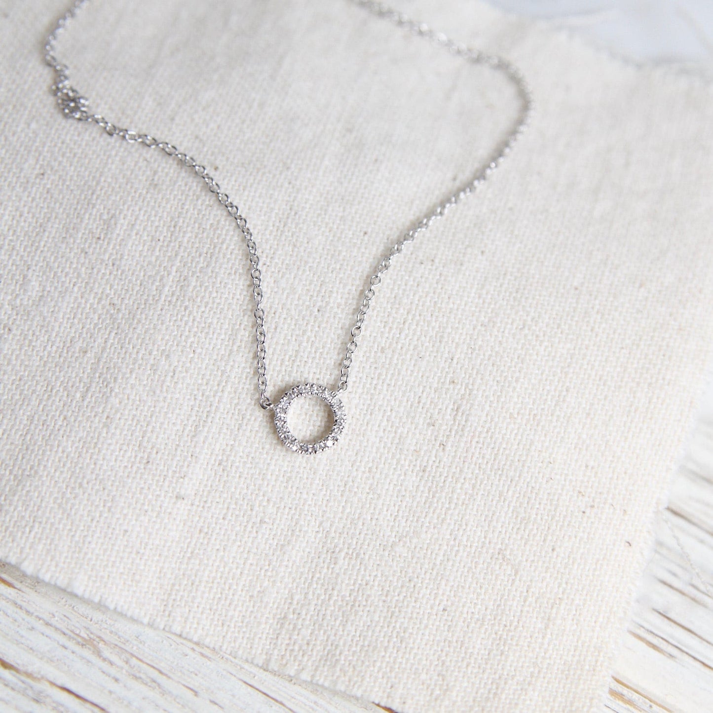 Load image into Gallery viewer, NKL-14K 14k White Gold Small Open Circle Necklace
