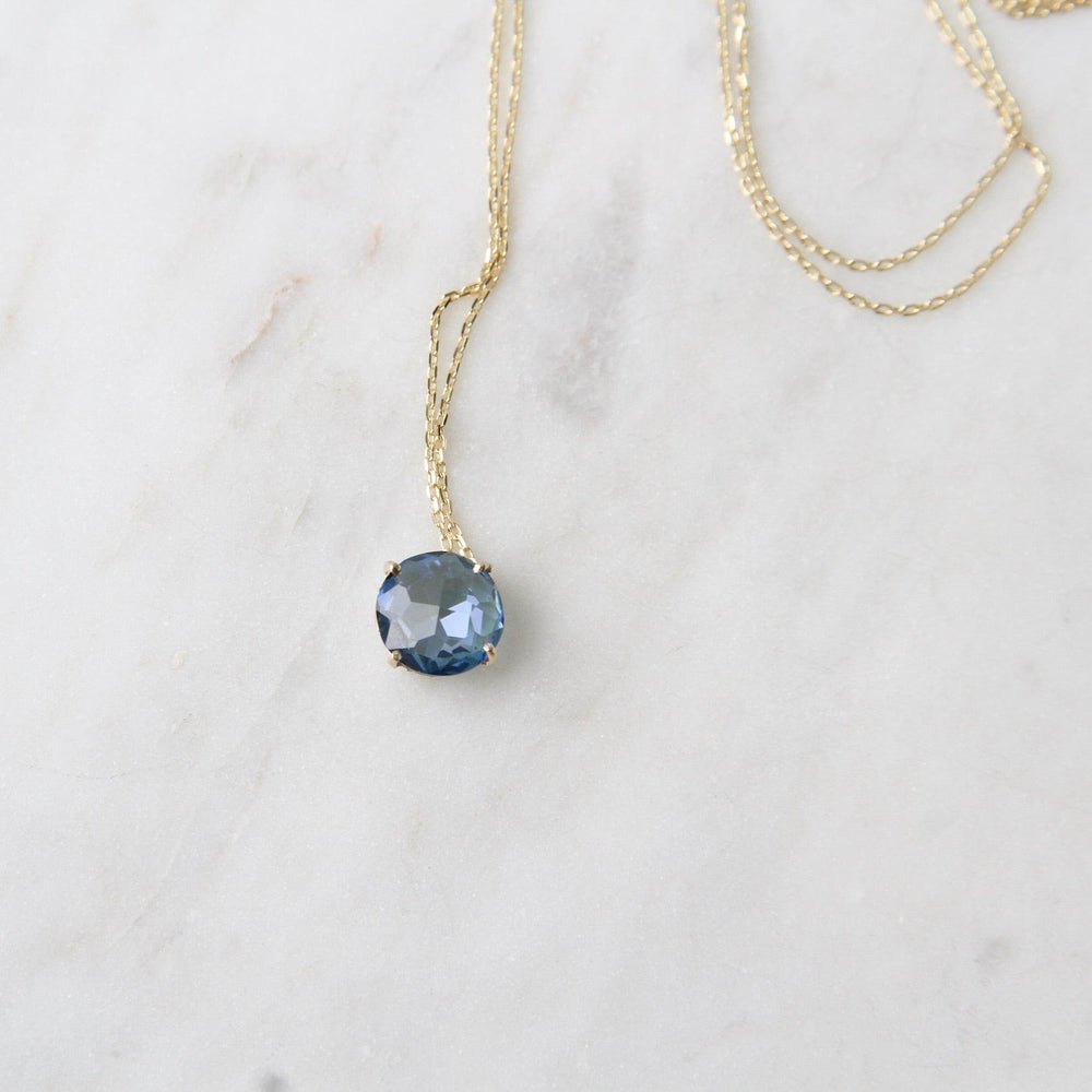 
                  
                    NKL-14K 14k Yellow Gold 8mm Round English Blue Topaz Necklace
                  
                