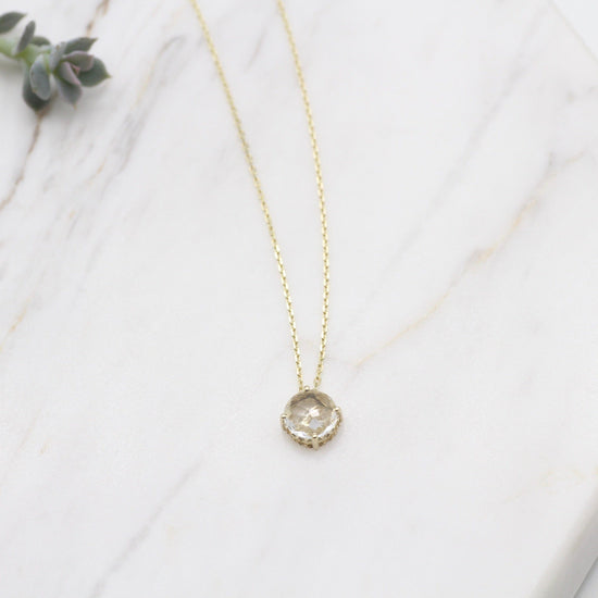 NKL-14K 14k Yellow Gold and White Topaz Necklace