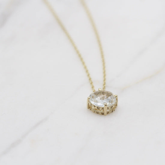 NKL-14K 14k Yellow Gold and White Topaz Necklace