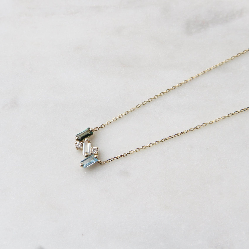 
                  
                    NKL-14K 14k Yellow Gold Blue & Green Mini Bar Necklace
                  
                