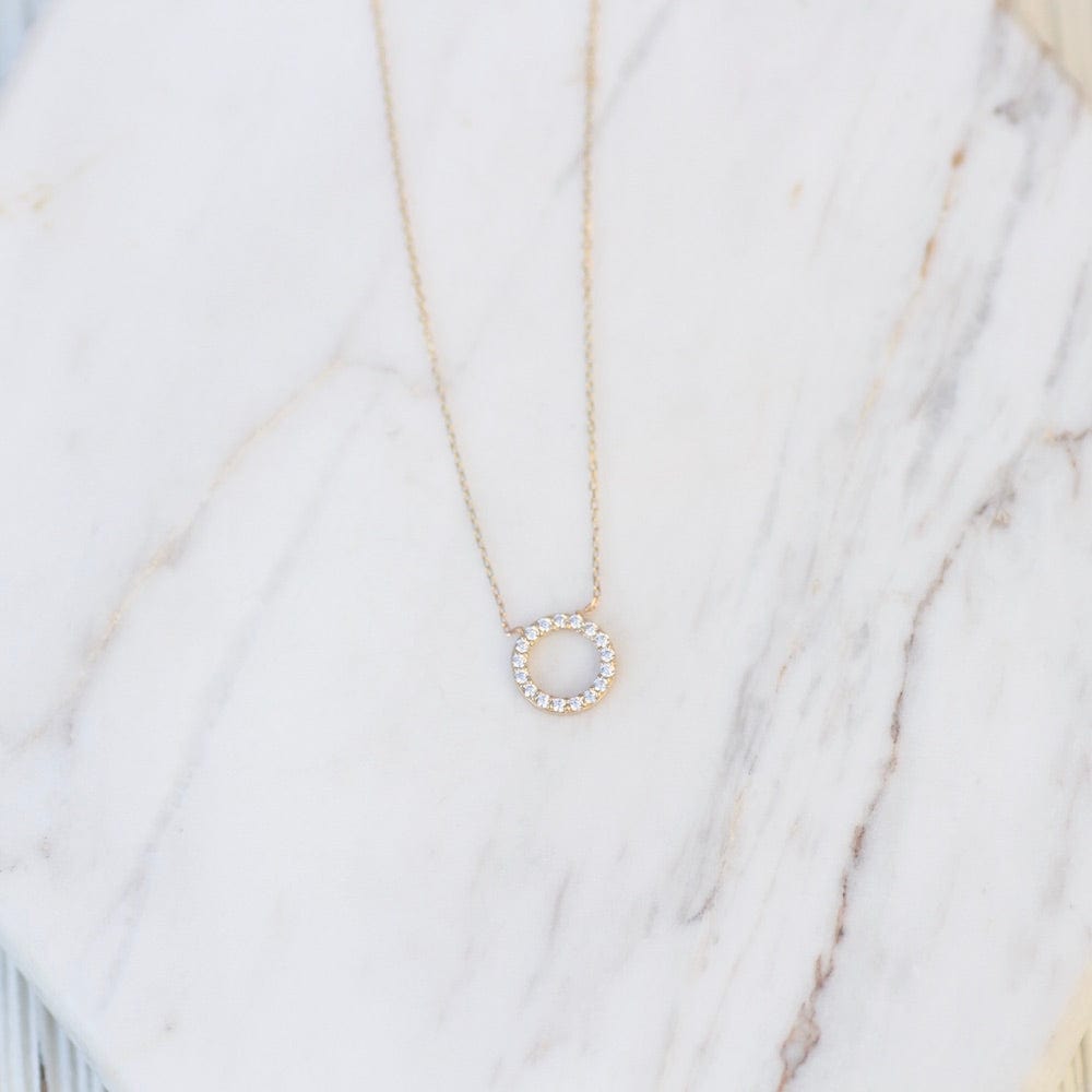 
                      
                        NKL-14K 14K Yellow Gold & Cubic Zirconium Open Circle Necklace
                      
                    