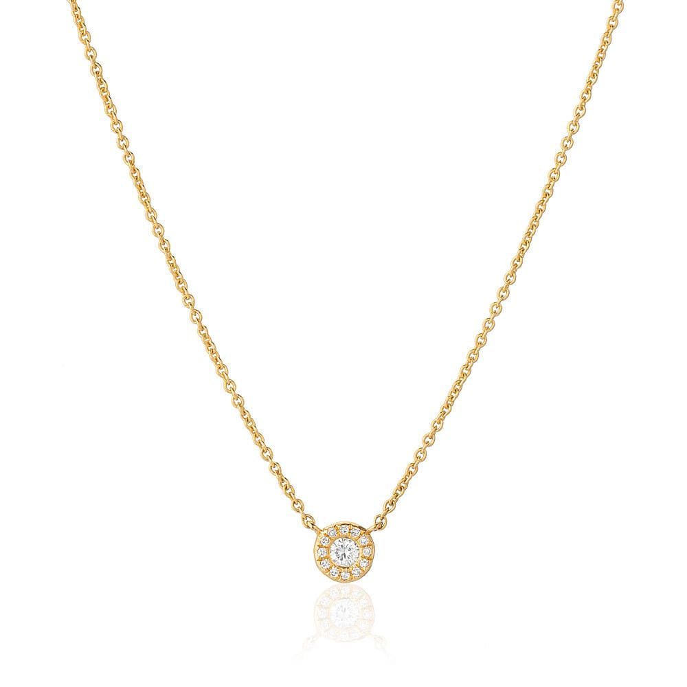 NKL-14K 14k Yellow Gold Diamond Halo Necklace