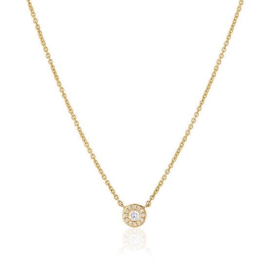 NKL-14K 14k Yellow Gold Diamond Halo Necklace