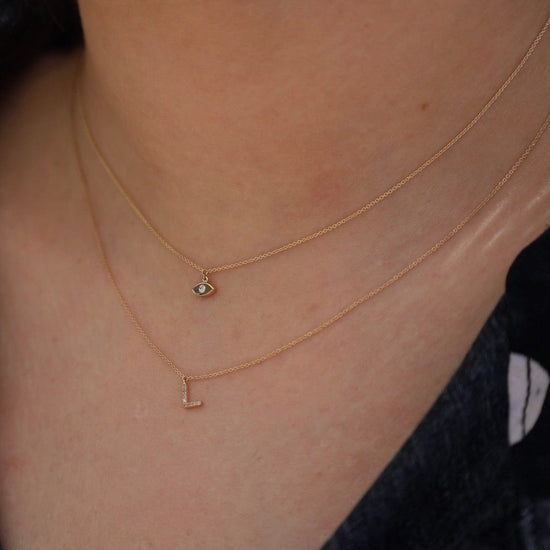 NKL-14K 14k Yellow Gold Evil Eye Necklace with Diamond
