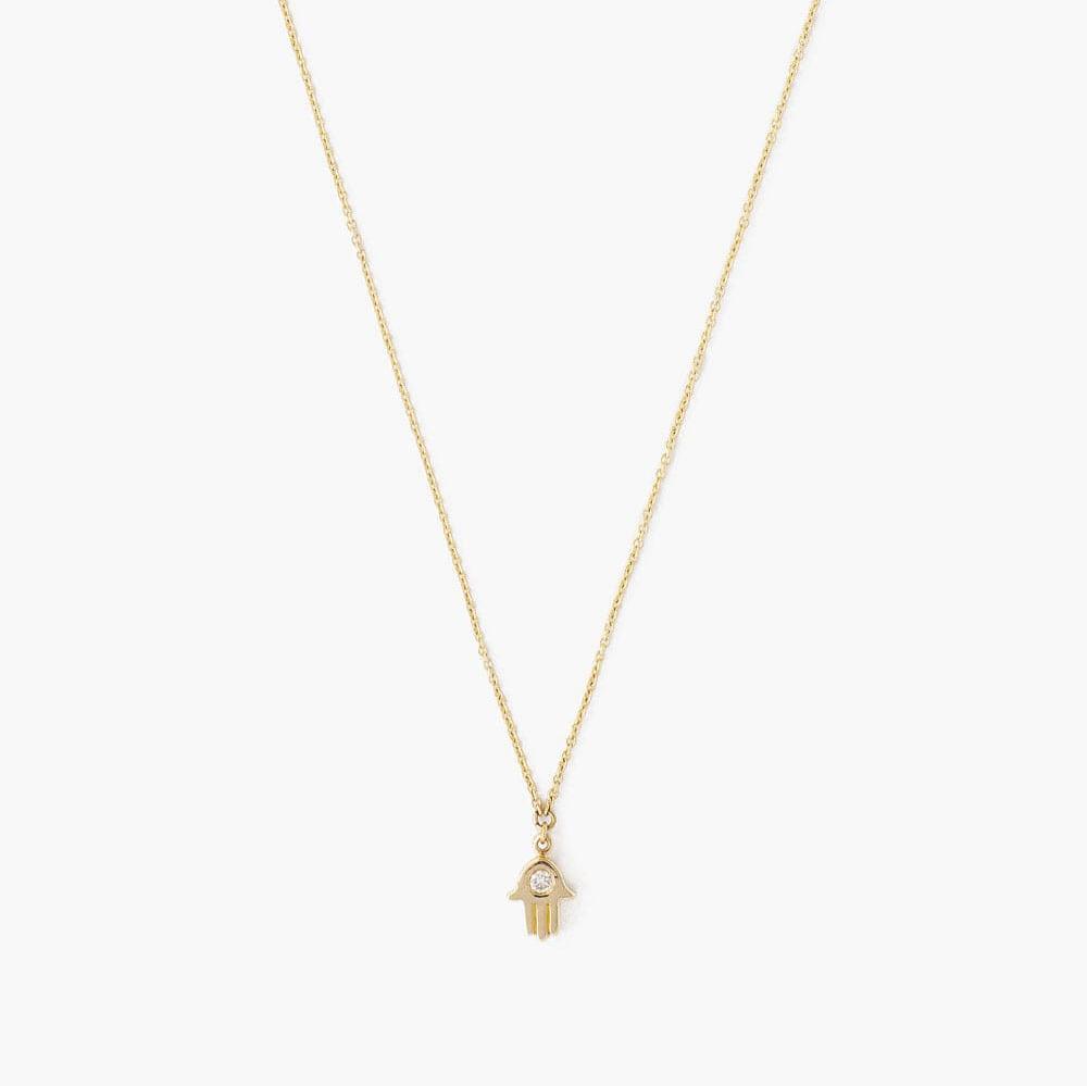 NKL-14K 14K Yellow Gold Hamsa Necklace With Diamond Inlay