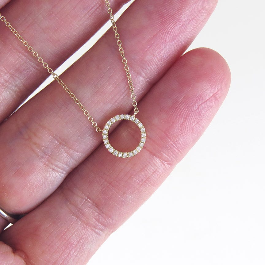 
                      
                        NKL-14K 14k Yellow Gold Medium Open Pave Diamond Circle Necklace
                      
                    