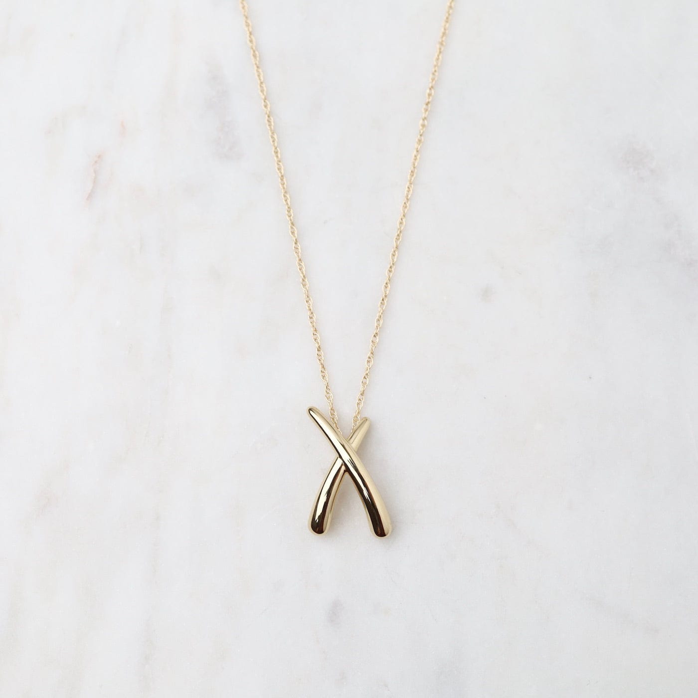 NKL-14K 14K Yellow Gold Medium "X" Necklace