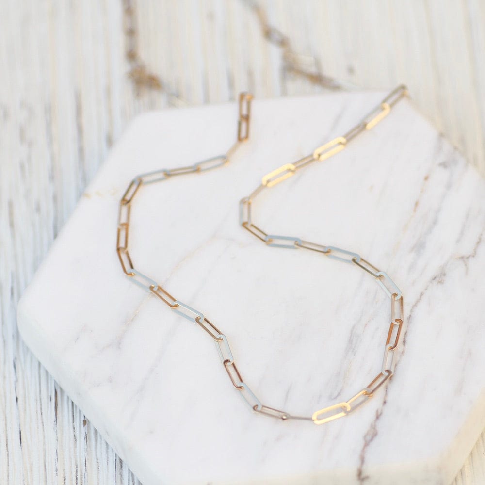 
                      
                        NKL-14K 14K Yellow Gold Mini Long Paperclip Chain Necklace
                      
                    