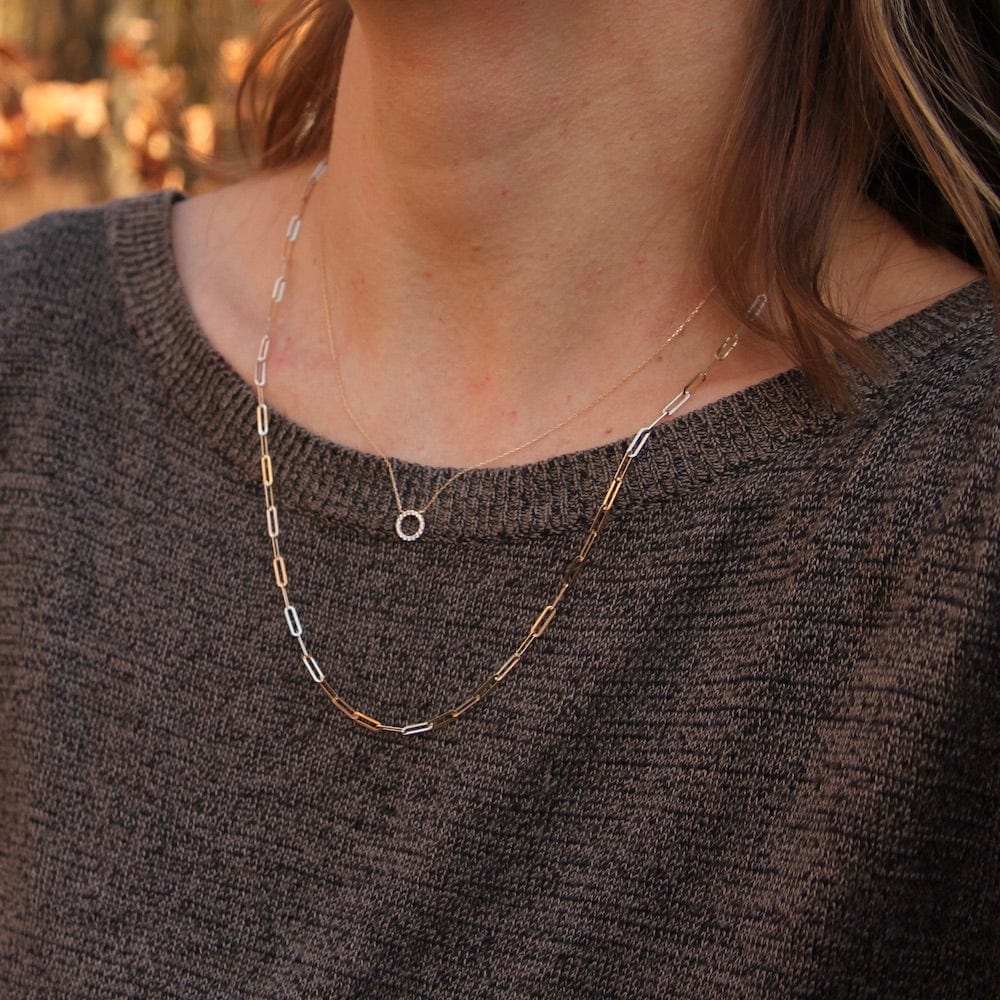 
                      
                        NKL-14K 14K Yellow Gold Mini Long Paperclip Chain Necklace
                      
                    