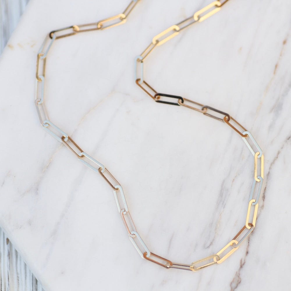 
                      
                        NKL-14K 14K Yellow Gold Mini Long Paperclip Chain Necklace
                      
                    