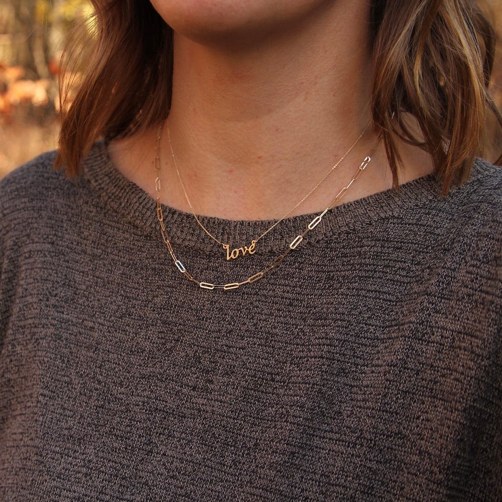Load image into Gallery viewer, NKL-14K 14K Yellow Gold Mini Paperclip Chain Necklace
