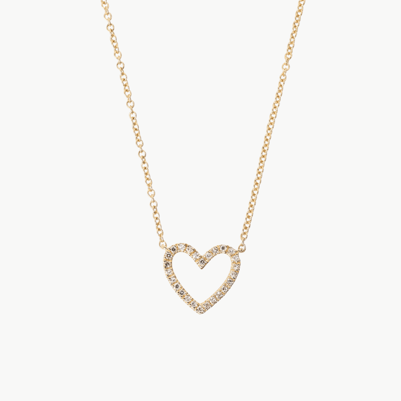 NKL-14K 14k Yellow Gold Open Heart Diamond Necklace