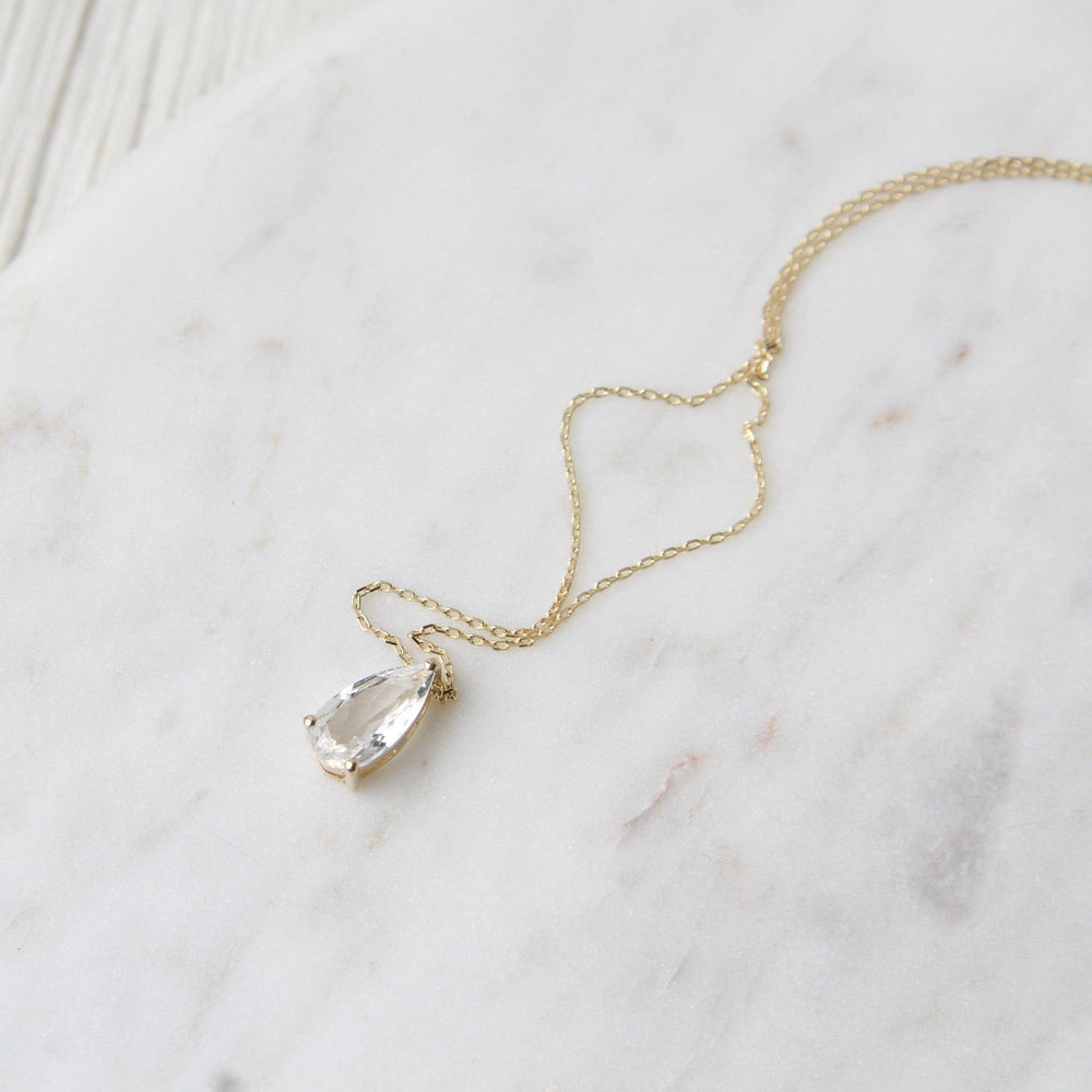 
                  
                    NKL-14K 14k Yellow Gold Pear Shaped White Topaz Necklace
                  
                