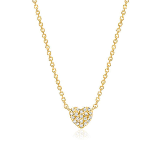 Load image into Gallery viewer, NKL-14K 14k Yellow Gold Small Heart Pave Necklace
