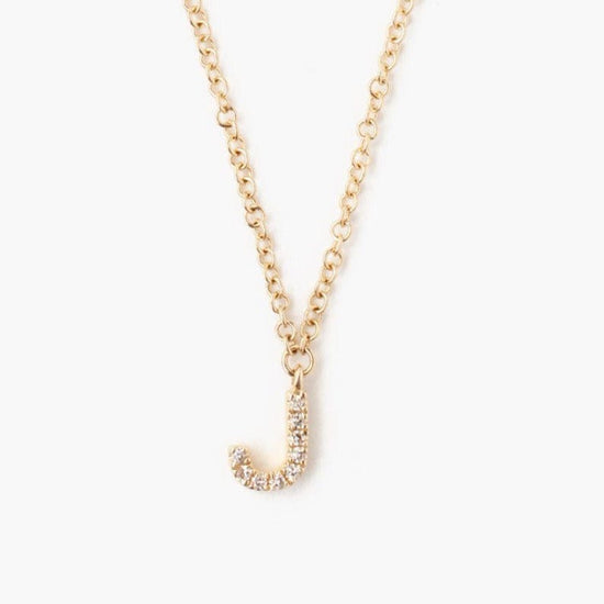 NKL-14K 14k Yellow Gold & White Diamond Initial Necklace
