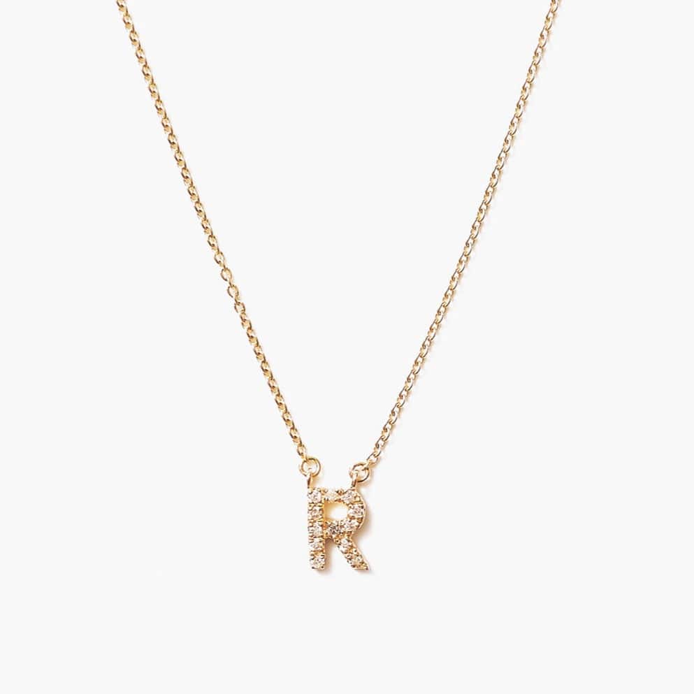 NKL-14K 14k Yellow Gold & White Diamond Initial Necklace